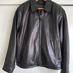 Men’s black leather jacket